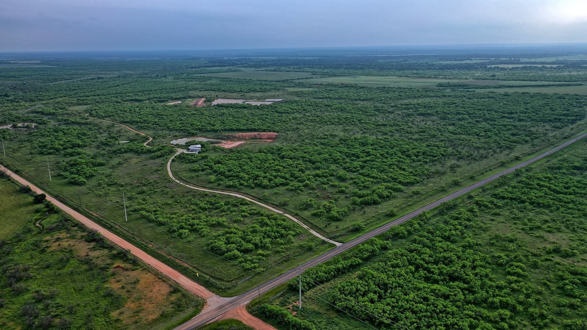 Overview of 640 acre timberland in Baylor County, Texas